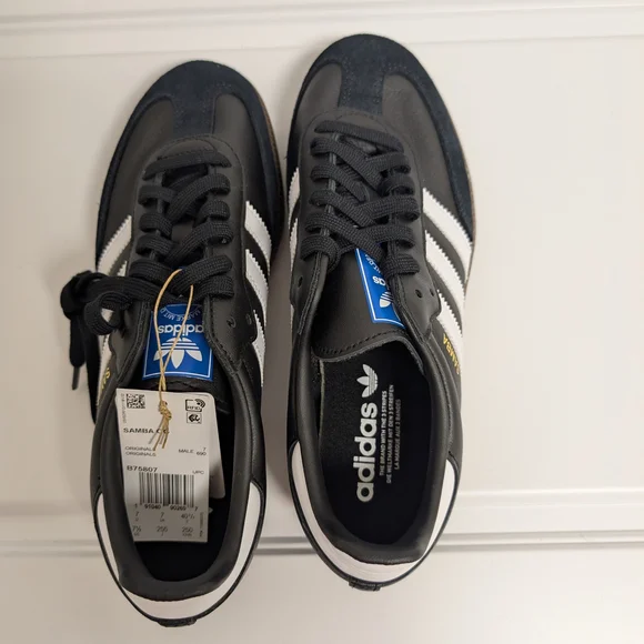 adidas Samba Black and White Athletic Shoes - Picture 4 of 6
